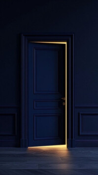 Aqua Modern & Minimal “open Door Light | Elegant Glow Entrance Background” Digital Display (9:16) template