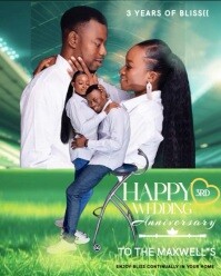 Aqua Modern & Minimal 3rd Wedding Anniversary Instagram Portrait template