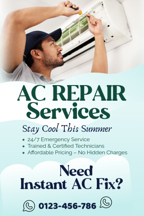 Copy of Aqua Modern & Minimal Ac Repair Services Poster | PosterMyWall