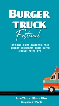 Aqua Modern & Minimal Burger Truck Instagram Story template