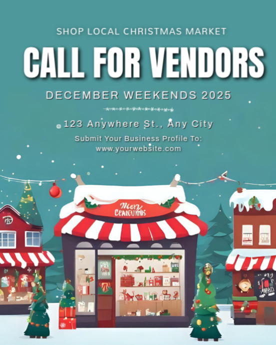 Aqua Modern & Minimal Calling All Vendors For Christmas Market Flyer Template Instagram Portrait