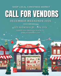 Aqua Modern & Minimal Calling All Vendors For Christmas Market Flyer Template Instagram Portrait