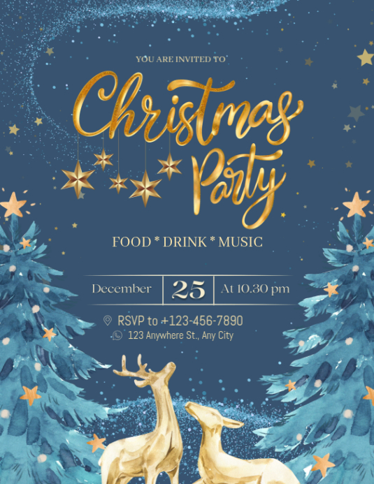 Aqua Modern & Minimal Chrismast Party Flyer (us Letter) Template ...