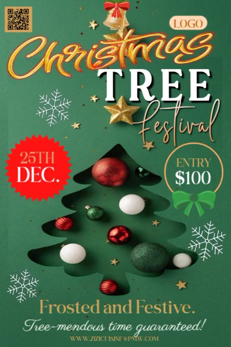 Plantilla de Aqua Modern & Minimal Christmas Tree Festival Poster ...