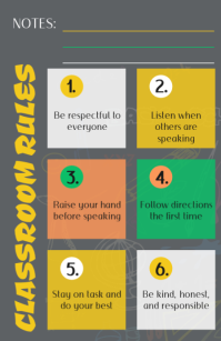 Aqua Modern & Minimal Classroom Rules & Expectations Half Page Wide Halv side bred template