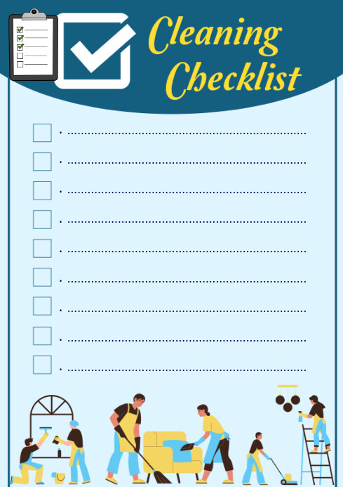 Checklist Clean Modern Plantilla de Aqua Modern & Minimal Cleaning Checklist A4 | PosterMyWall