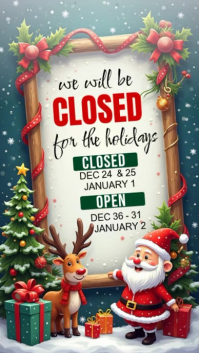 Aqua Modern & Minimal Closed Notice For Christmas Celebration  Instagram Story template