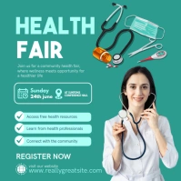 Aqua Modern & Minimal Community Health Fair Poster Instagram Post template