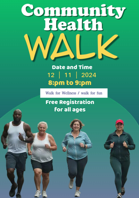 Aqua Modern & Minimal Community Health Walk A2 Template | PosterMyWall