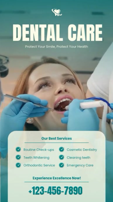 Aqua Modern & Minimal Dental Care Promotion Reel Instagram template