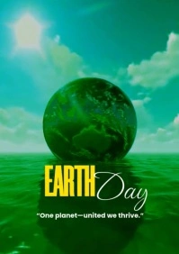 Aqua Modern & Minimal Earth Day Celebration A4 template
