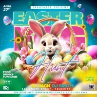 Aqua Modern & Minimal Easter Egg Hunt Video Party  Square (1:1) template