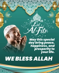 Aqua Modern & Minimal Eid Fitr  Instagram Portrait template