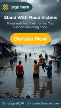 Aqua Modern & Minimal Flood Donation Instagram Reel template