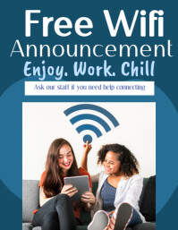 Aqua Modern & Minimal Free Wifi Announcement  Flyer (us Letter) template