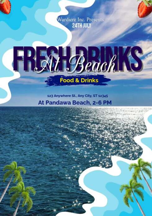 Aqua Modern & Minimal Fresh Drinks  A4 template