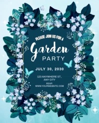Aqua Modern & Minimal Garden Party  Instagram Portrait Video ad Template