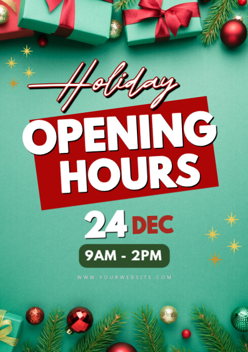 Copy of Aqua Modern & Minimal Green Special Christmas Holidays Opening ...