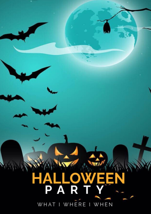 Copy of Aqua Modern & Minimal Halloween Party Flyer Template (1) A4 ...