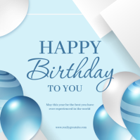 Aqua Modern & Minimal Happy Birthday To You Cards Logo template