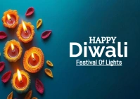 Aqua Modern & Minimal Happy Diwali  Postcard template