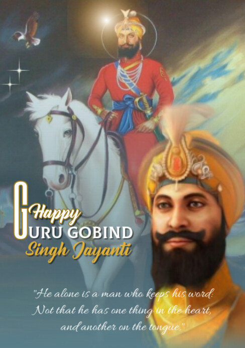 Aqua Modern & Minimal Happy Guru Gobind Singh Jayanti A5 Template ...
