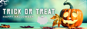 蓝绿色 Halloween Celebration Twitter Banner Template