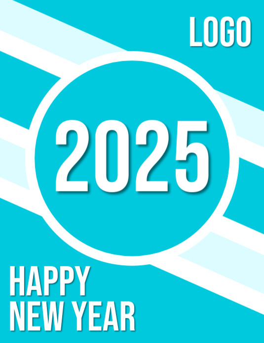 Copy of Aqua Modern & Minimal Happy New Year Flyer (us Letter ...