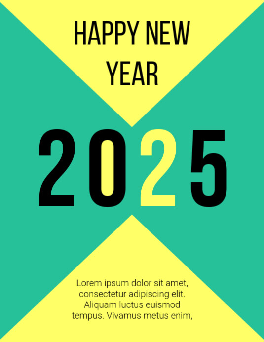 Aqua Modern & Minimal Happy New Year Flyer (us Letter) Template ...