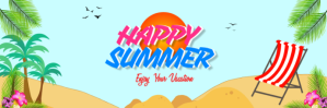 Aqua Modern & Minimal Happy Summer Tajuk Twit En-tête Twitter template
