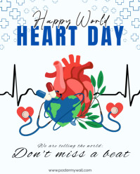 Aqua Modern & Minimal Happy World Heart Day Instagram Portrait template