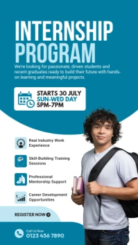 Aqua Modern & Minimal Internship Design Poster Instagram Story template