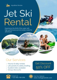 Aqua Modern & Minimal Jet Ski Rental Services Advertisement Template A6