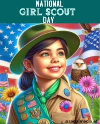 Aqua Modern & Minimal National Girl Scout Day  Instagram Portrait template