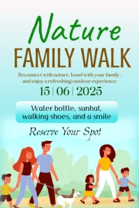 Aqua Modern & Minimal Nature Family Walk Poster template