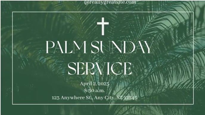 Aqua Modern & Minimal Palm Sunday Service  Digital Display (16:9) template
