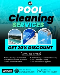 Aqua Modern & Minimal Pool Cleaning Services Instagram Portrait template