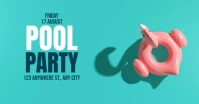 Aqua Modern & Minimal Pool Party  Facebook Shared Image template