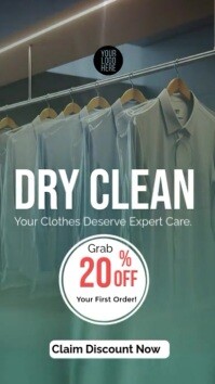 Aqua Modern & Minimal Professional Service / Dry Cleaning Ad Template Instagram Story