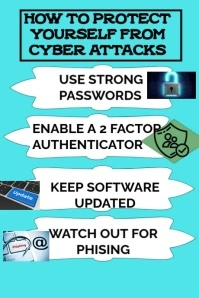 Aqua Modern & Minimal Protect Yourself From Cyber Security Poster template