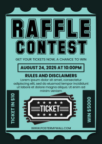 Aqua Modern & Minimal Raffle Ticket Contest Invitation A4 template
