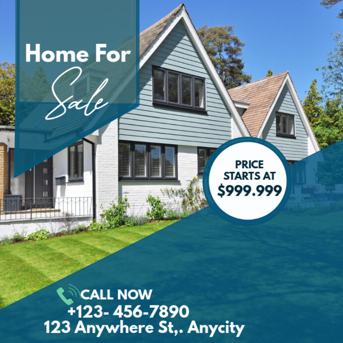 Copy of Aqua Modern & Minimal Real Estate House For Sale Business ...