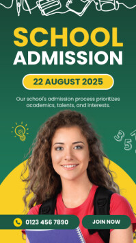 Aqua Modern & Minimal School Admission Instagram Story template