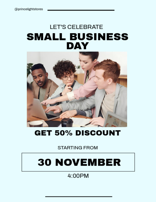 Aqua Modern & Minimal Small Business Day Flyer (us Letter) template
