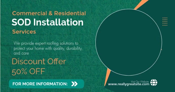 Aqua Modern & Minimal Sod Installation Services  Facebook Shared Image template