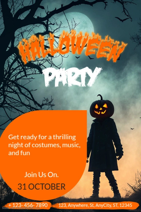 Aqua Modern & Minimal Spooky Halloween Party Poster Template | PosterMyWall