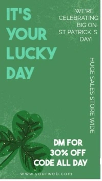 Aqua Modern & Minimal St Patrick Day Promo Sales  Digital Display (9:16) template