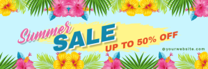 Aqua Modern & Minimal Summer Sale Tajuk Twitt Twitter Banner template