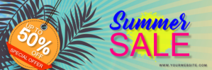 Aqua Modern & Minimal Summer Sale Tajuk Twitt Twitter Banner template