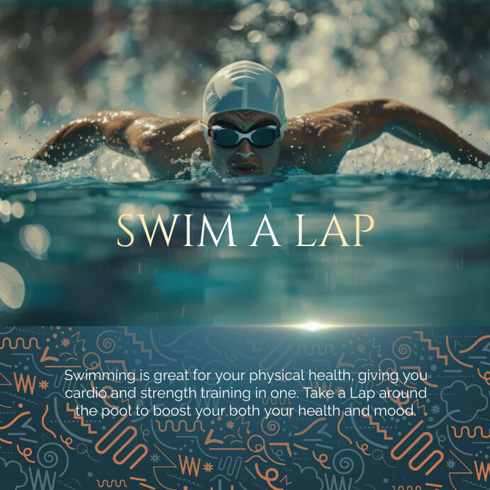Aqua Modern & Minimal Swim A Lap Day  Instagr Instagram 帖子 template